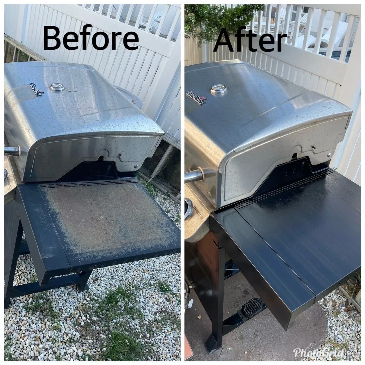 Before and after metal restoration comparison