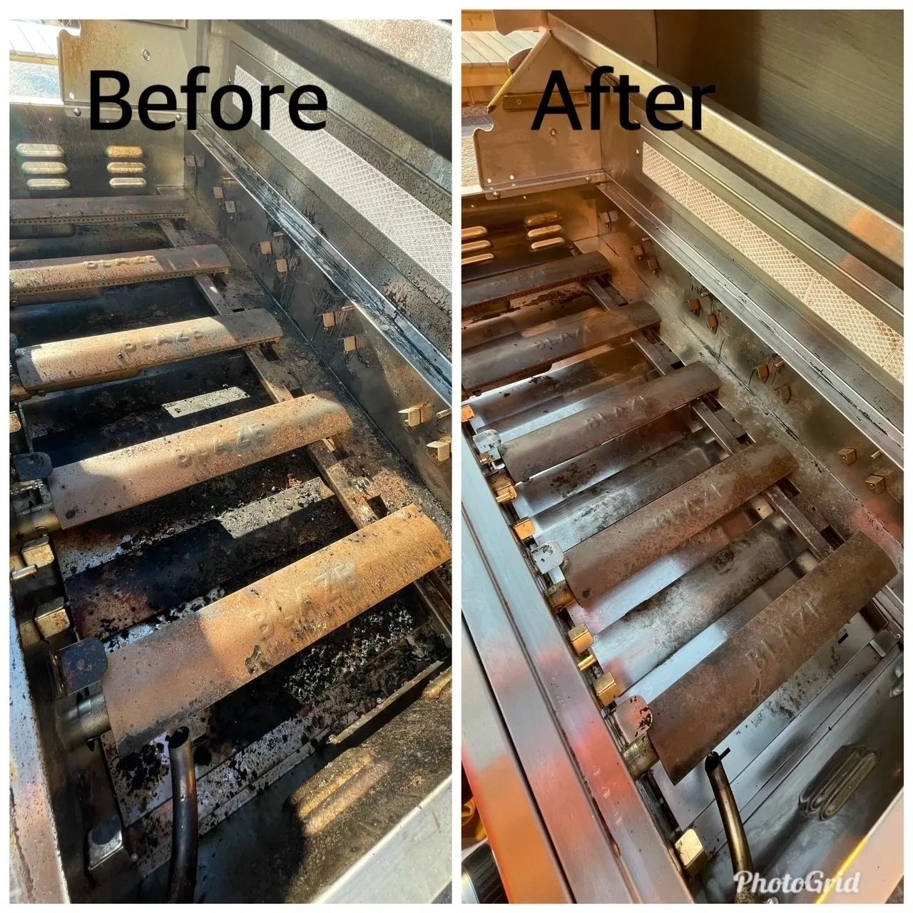 Before and after grill cleaning comparison